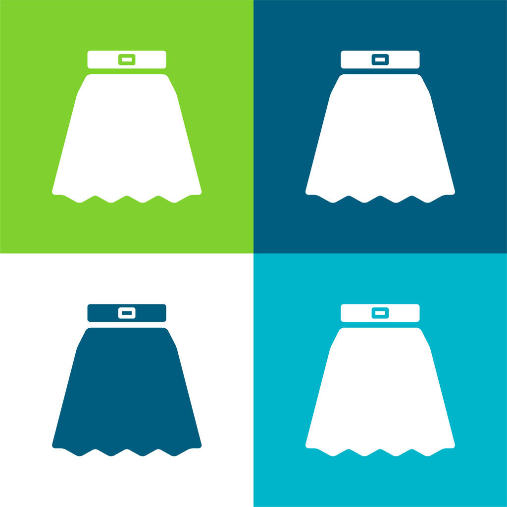 Big Spódnica Flat cztery kolory minimalny zestaw ikon - Wektor, obraz