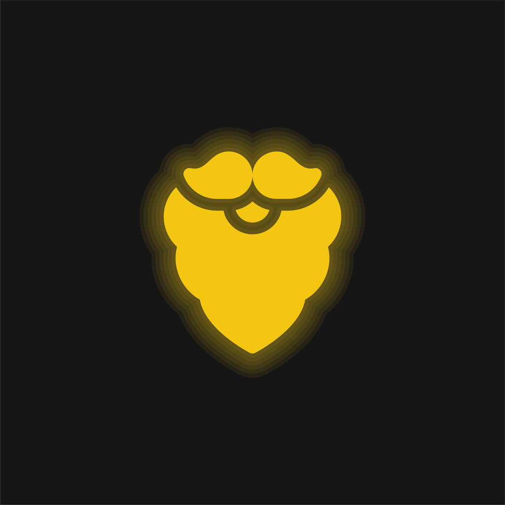 Beard yellow glowing neon icon - Vector, Image