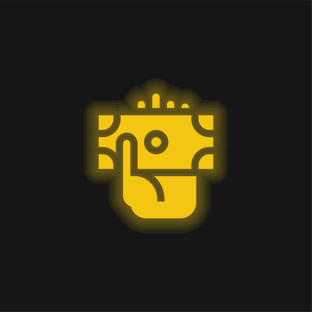 Ikona žlutého zářícího neonu bankovek - Vektor, obrázek
