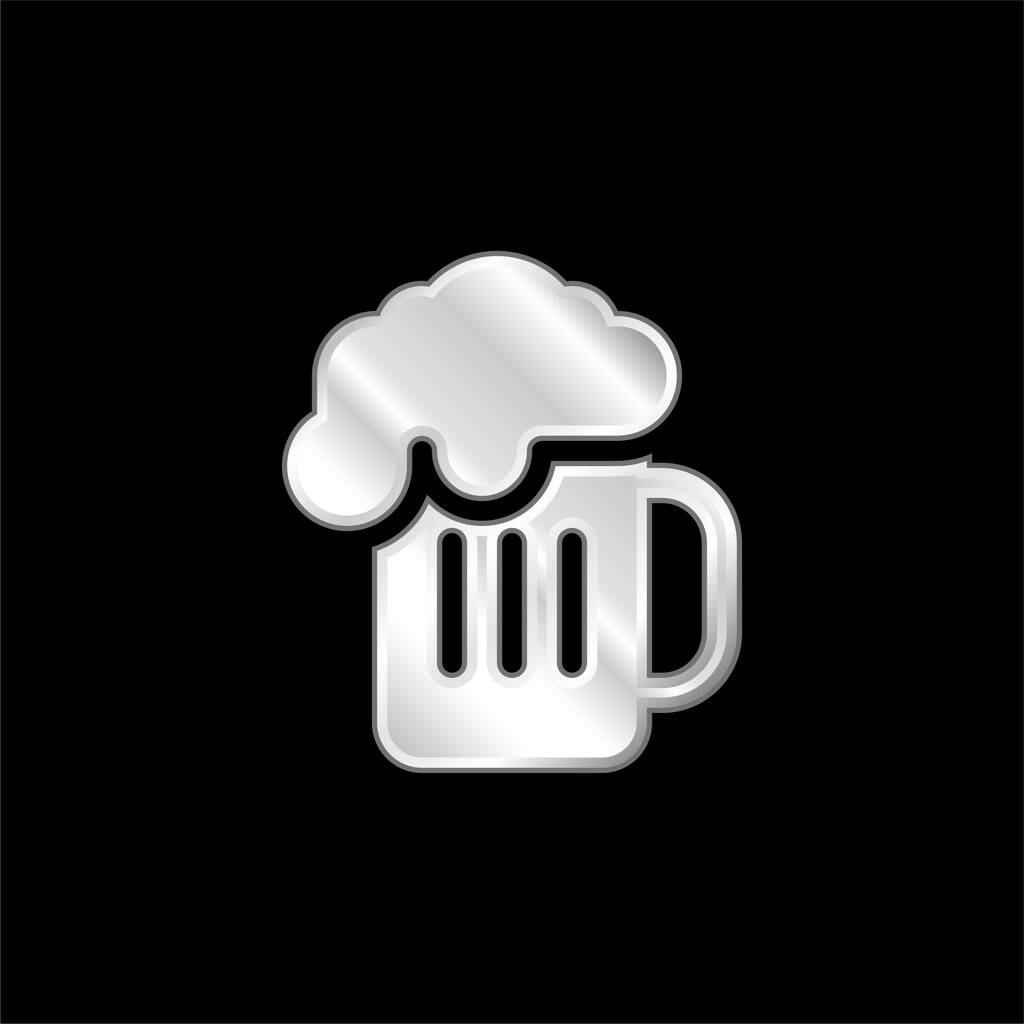 Beer silver plated metallic icon - Vector, Image