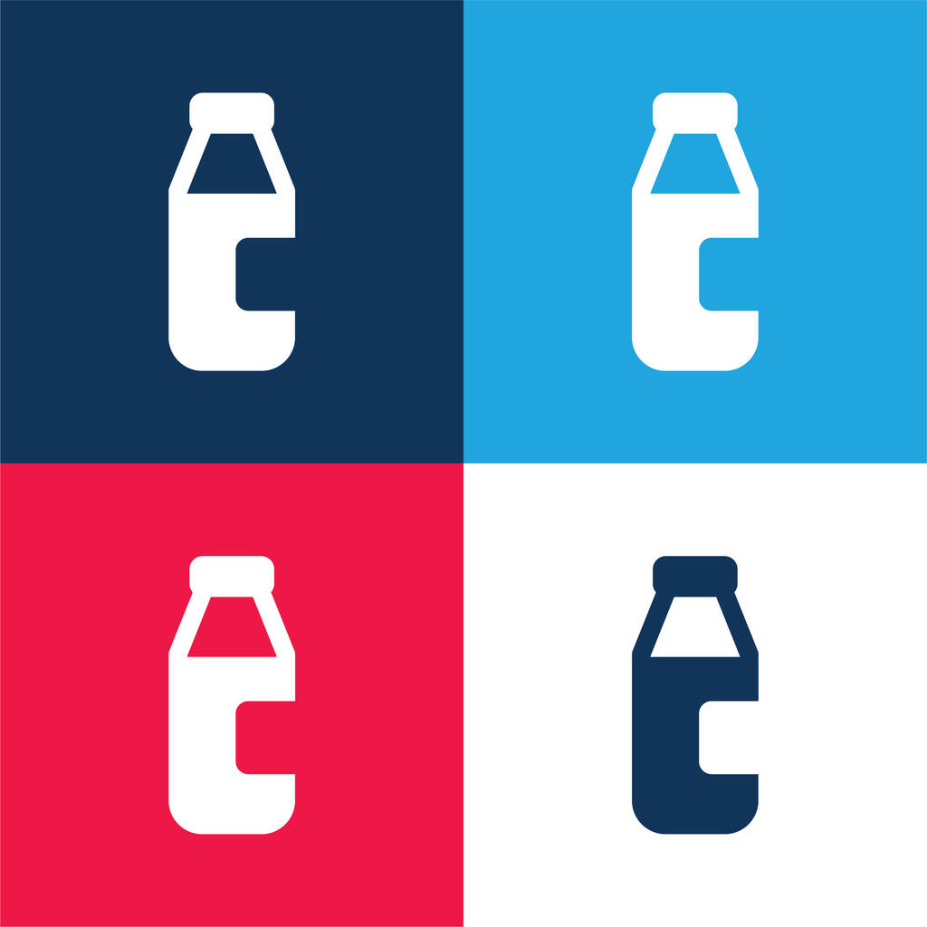 Bottle Of Milk blue and red four color minimal icon set - Vector, Image