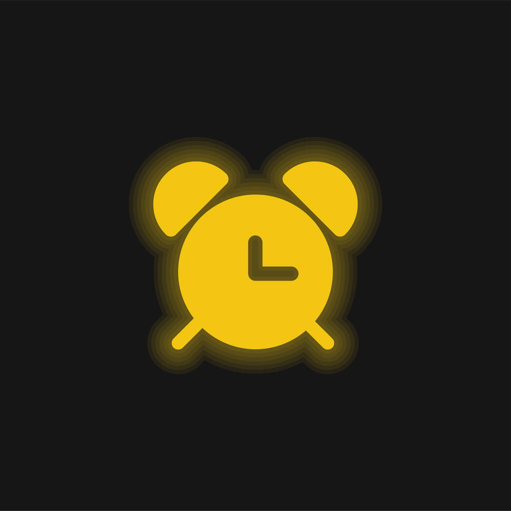 Alarmclock z dzwonkami żółty świecący neon ikona - Wektor, obraz