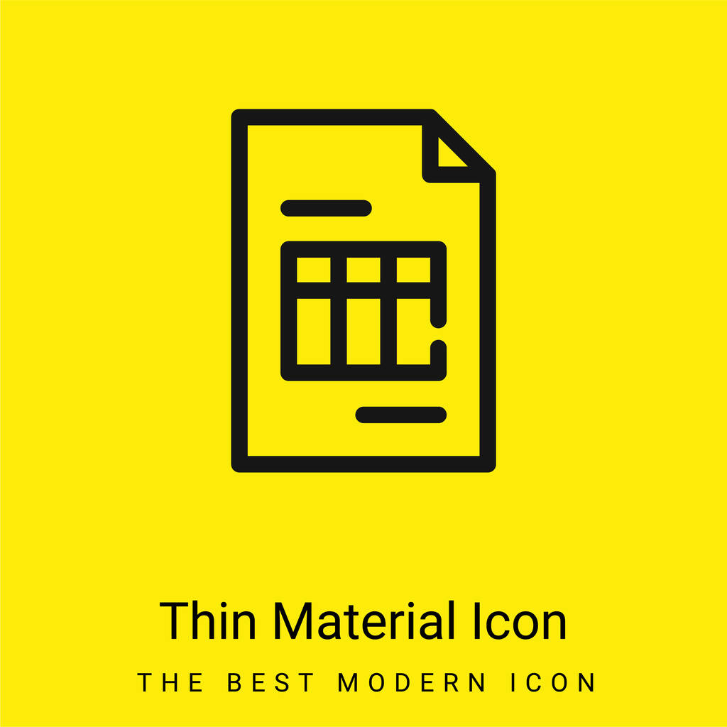 Big Invoice minimaal helder geel materiaal icoon - Vector, afbeelding