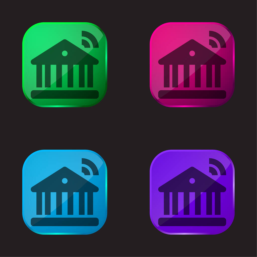 Bankowość cztery kolor szklany przycisk ikona - Wektor, obraz
