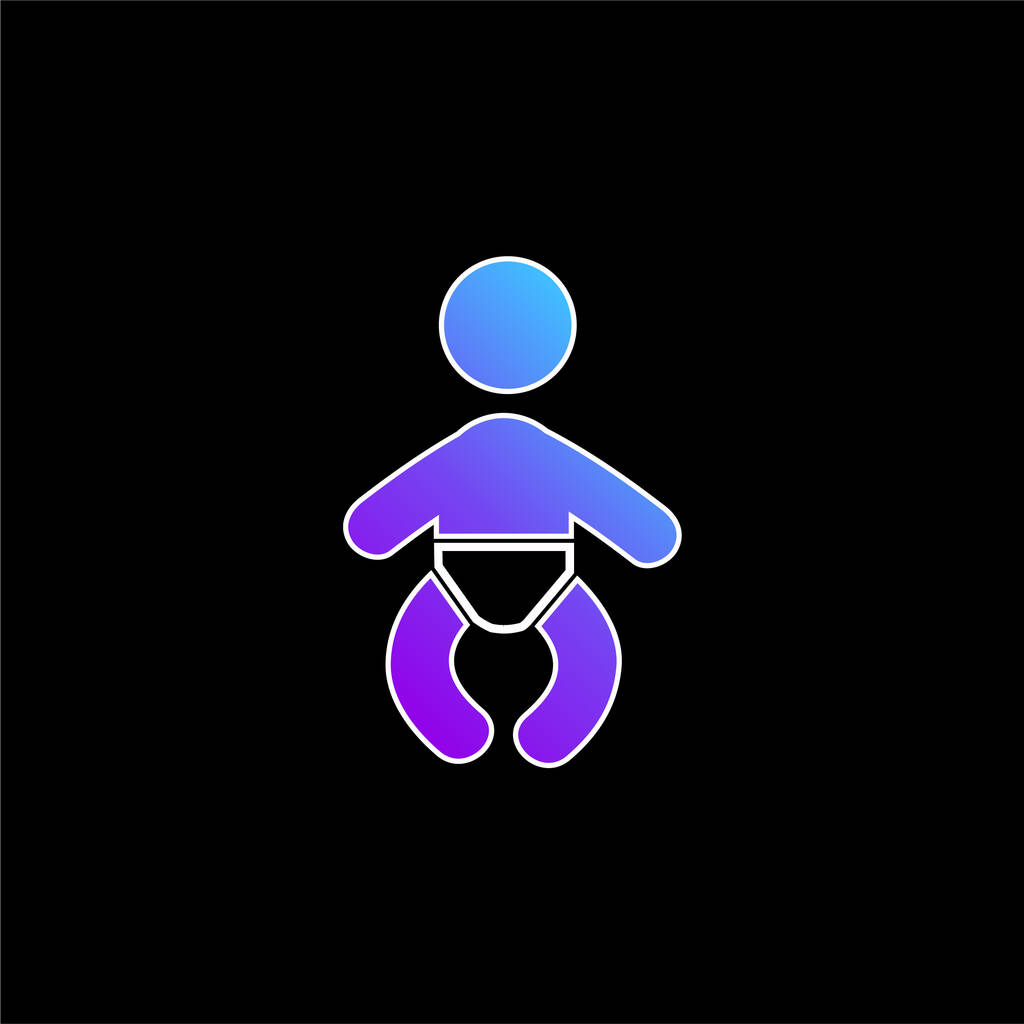 おむつの青いグラデーションベクトルアイコンを身に着けている赤ちゃん - ベクター画像