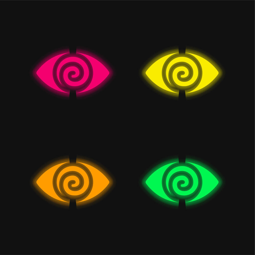 Addiction quatre couleurs rougeoyantes icône vectorielle néon - Vecteur, image