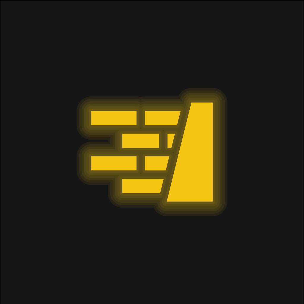 Кирпичная желтая светящаяся неоновая икона - Вектор,изображение