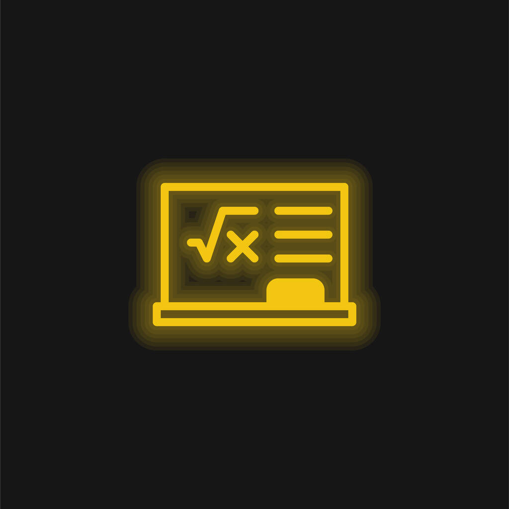 Blackboard sárga izzó neon ikon - Vektor, kép