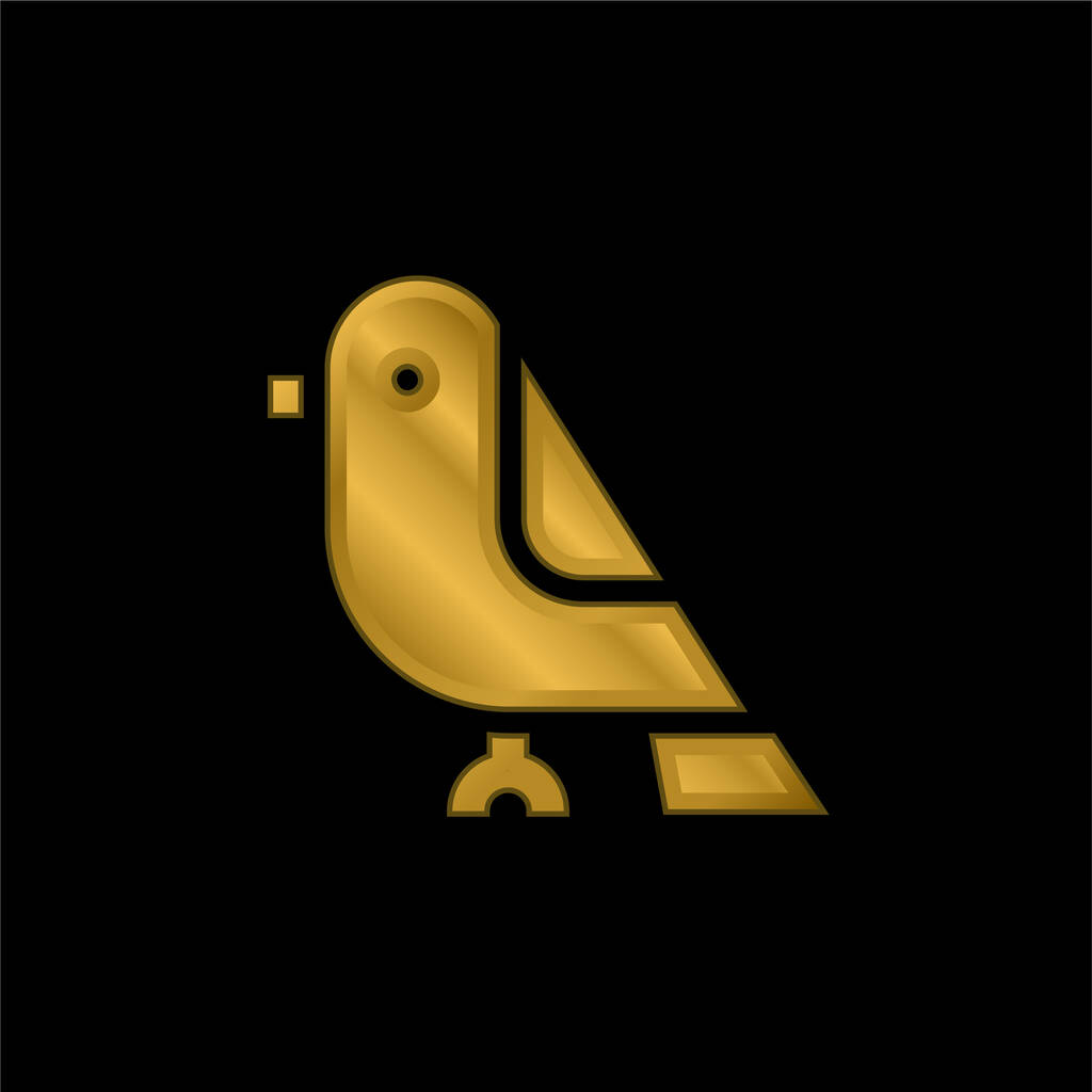 Позолоченная птица металлическая икона или вектор логотипа - Вектор,изображение