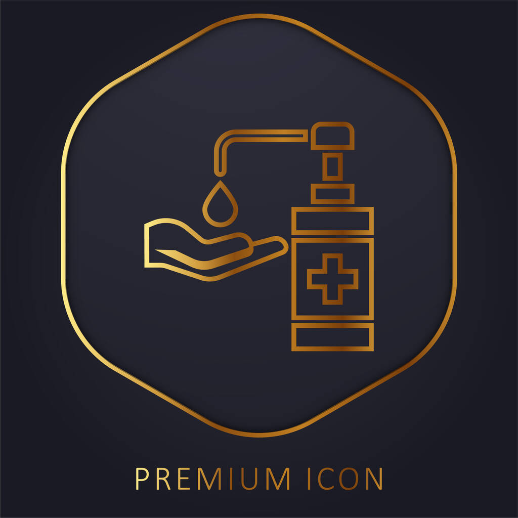Antibakteriális gél arany vonal prémium logó vagy ikon - Vektor, kép