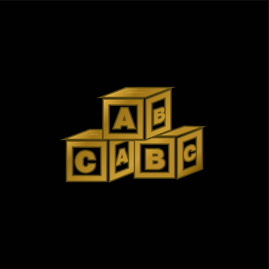 ABC Cubes gold plated metalic icon or logo vector - Vector, Image