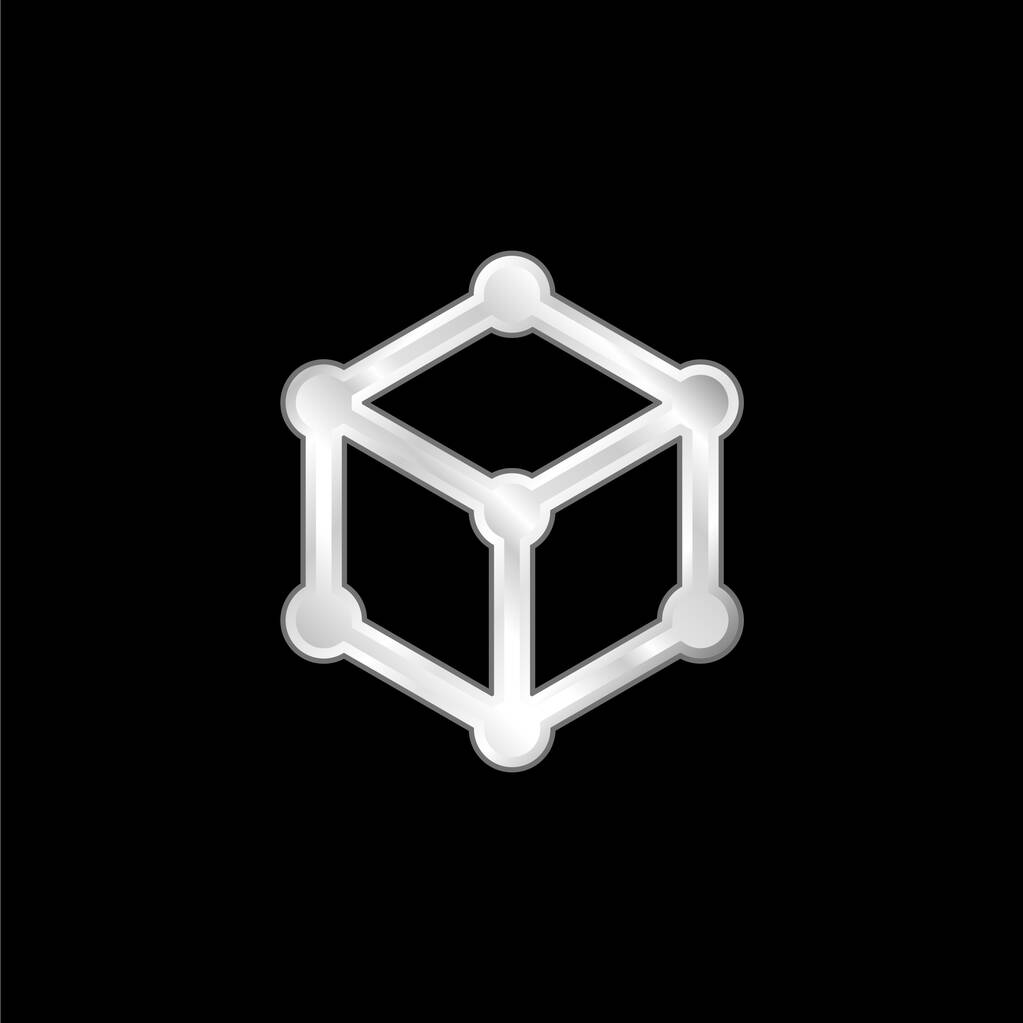 3D Cube hopeoitu metallinen kuvake - Vektori, kuva