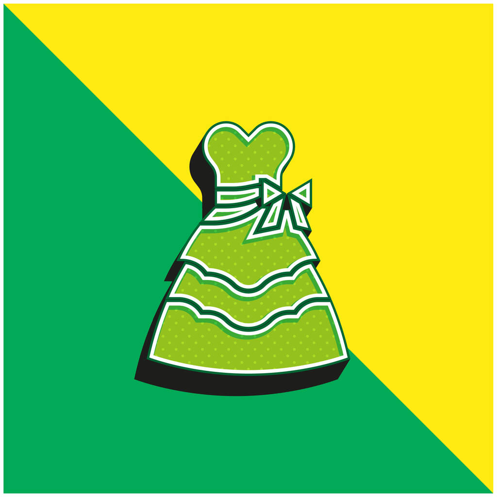 Bride Dress Green and yellow modern 3d vector icon logo - Vector, Image