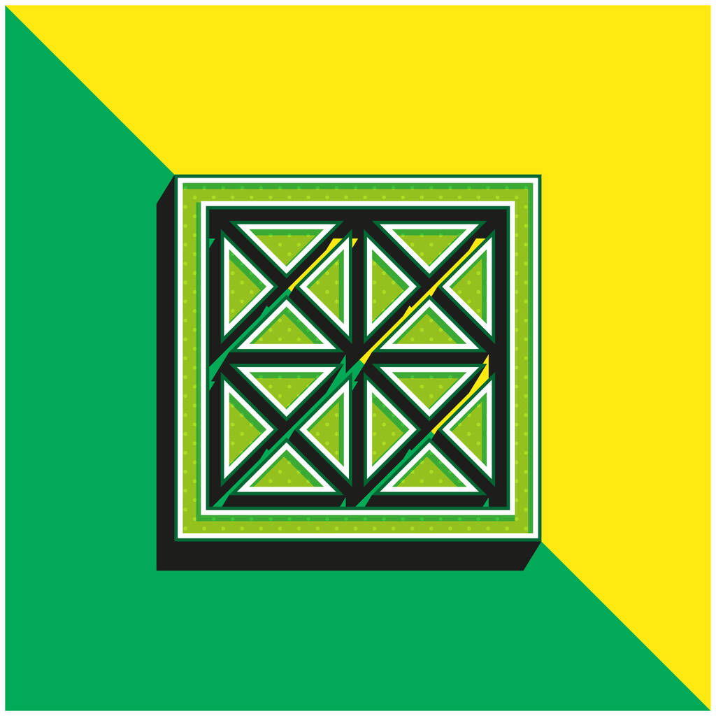 Base Zöld és sárga modern 3D vektor ikon logó - Vektor, kép