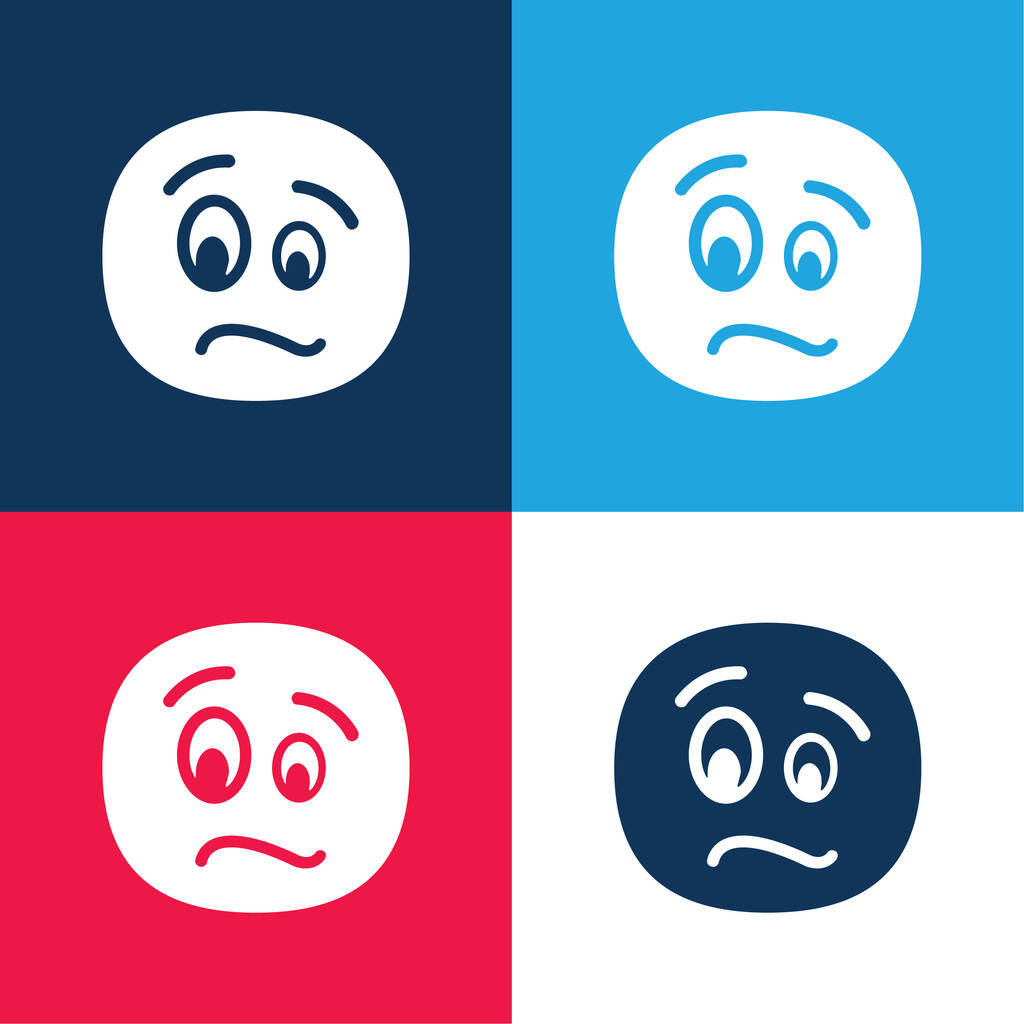 Agitovaný Tvář modrá a červená čtyři barvy minimální ikona nastavena - Vektor, obrázek