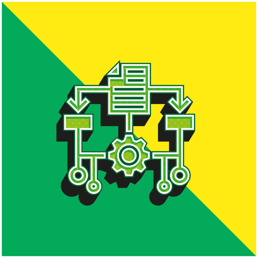 Algoritmus Zöld és sárga modern 3D vektor ikon logó - Vektor, kép