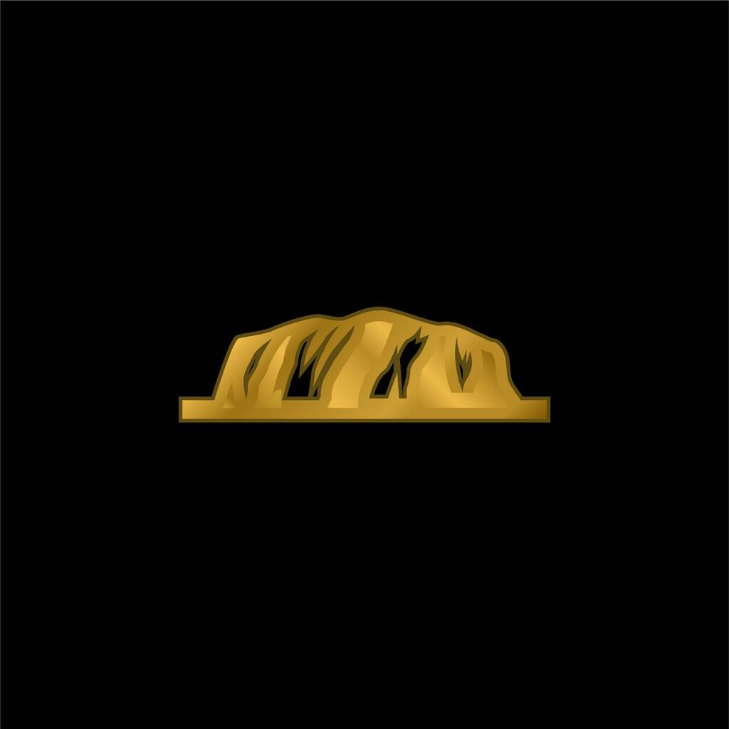 Ayers Rock chapado en oro icono metálico o logo vector - Vector, imagen