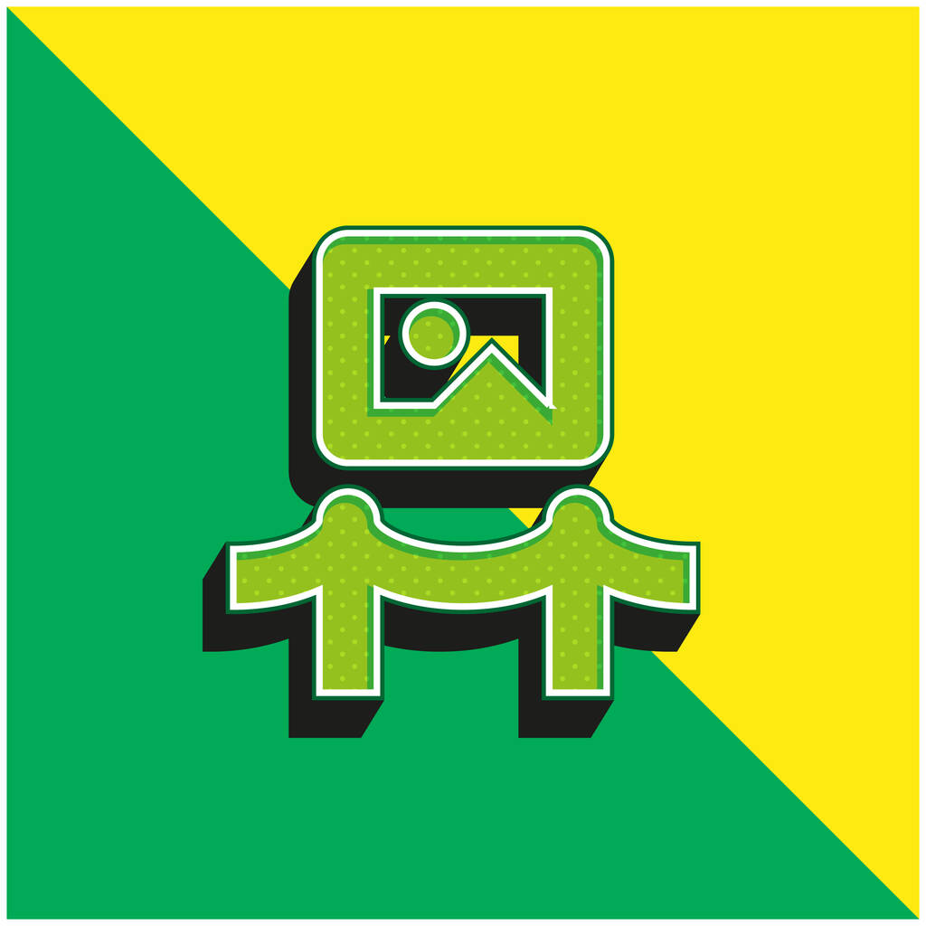 Art Museum Zöld és sárga modern 3D vektor ikon logó - Vektor, kép