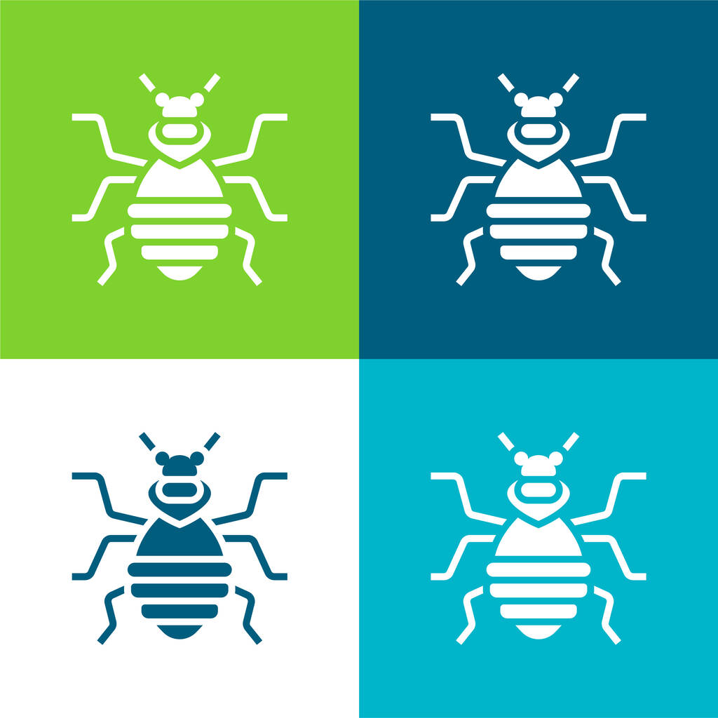 Bedbugフラット4色の最小アイコンセット - ベクター画像