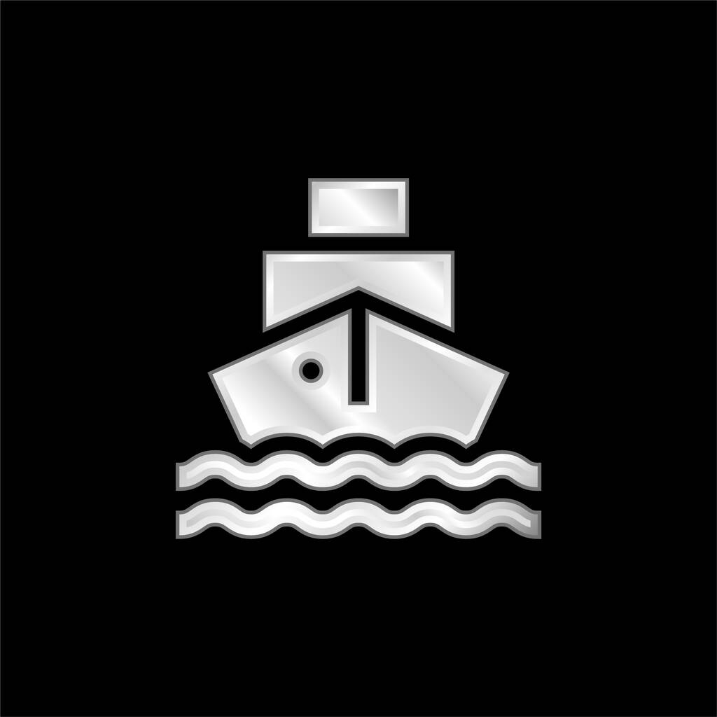 Barca argento placcato icona metallica - Vettoriali, immagini