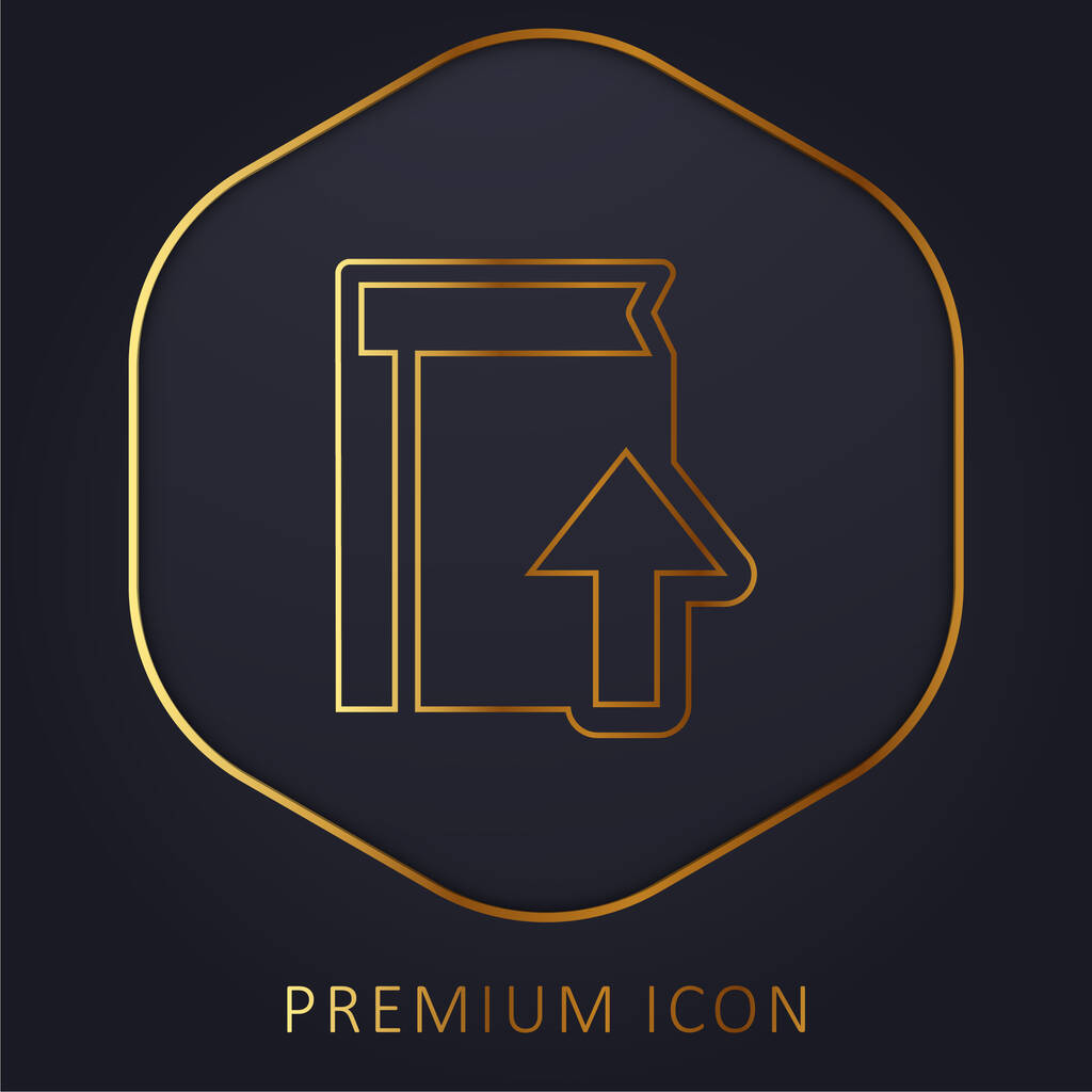 Boek Met Upload Symbool gouden lijn premium logo of pictogram - Vector, afbeelding