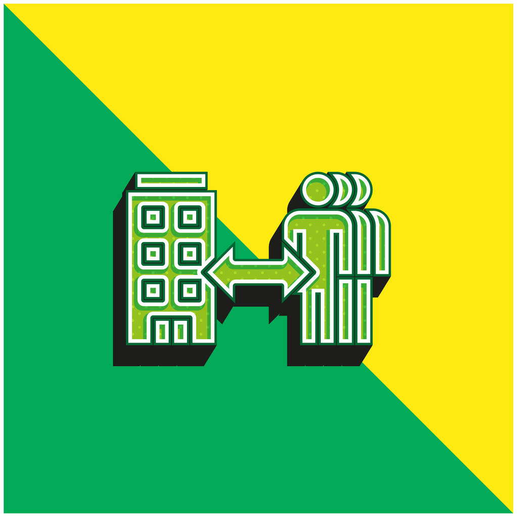 B2b Зеленый и желтый современный трехмерный векторный логотип - Вектор,изображение