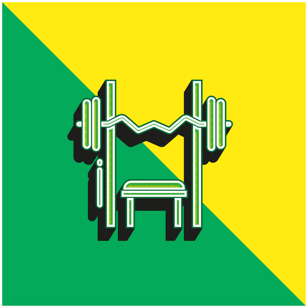 Bench Press Green і жовтий сучасний 3d векторний логотип ікони - Вектор, зображення