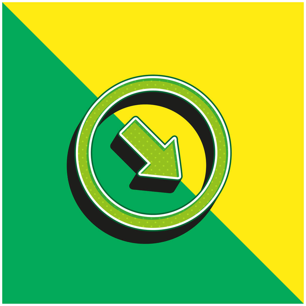 Βέλος που δείχνει προς τα κάτω δεξιά γωνία Πράσινο και κίτρινο σύγχρονο 3d διάνυσμα εικονίδιο λογότυπο - Διάνυσμα, εικόνα