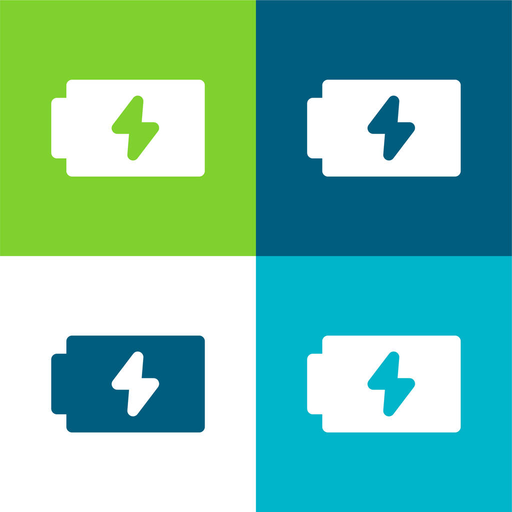 Bateria płaskie cztery kolory minimalny zestaw ikon - Wektor, obraz