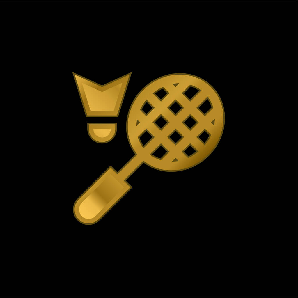 Badminton icône métallique plaqué or ou logo vecteur - Vecteur, image