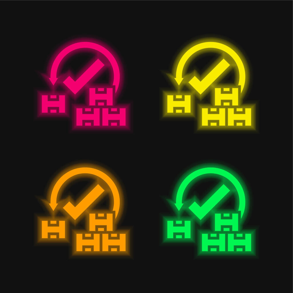 Acceptance four color glowing neon vector icon - Vector, Image