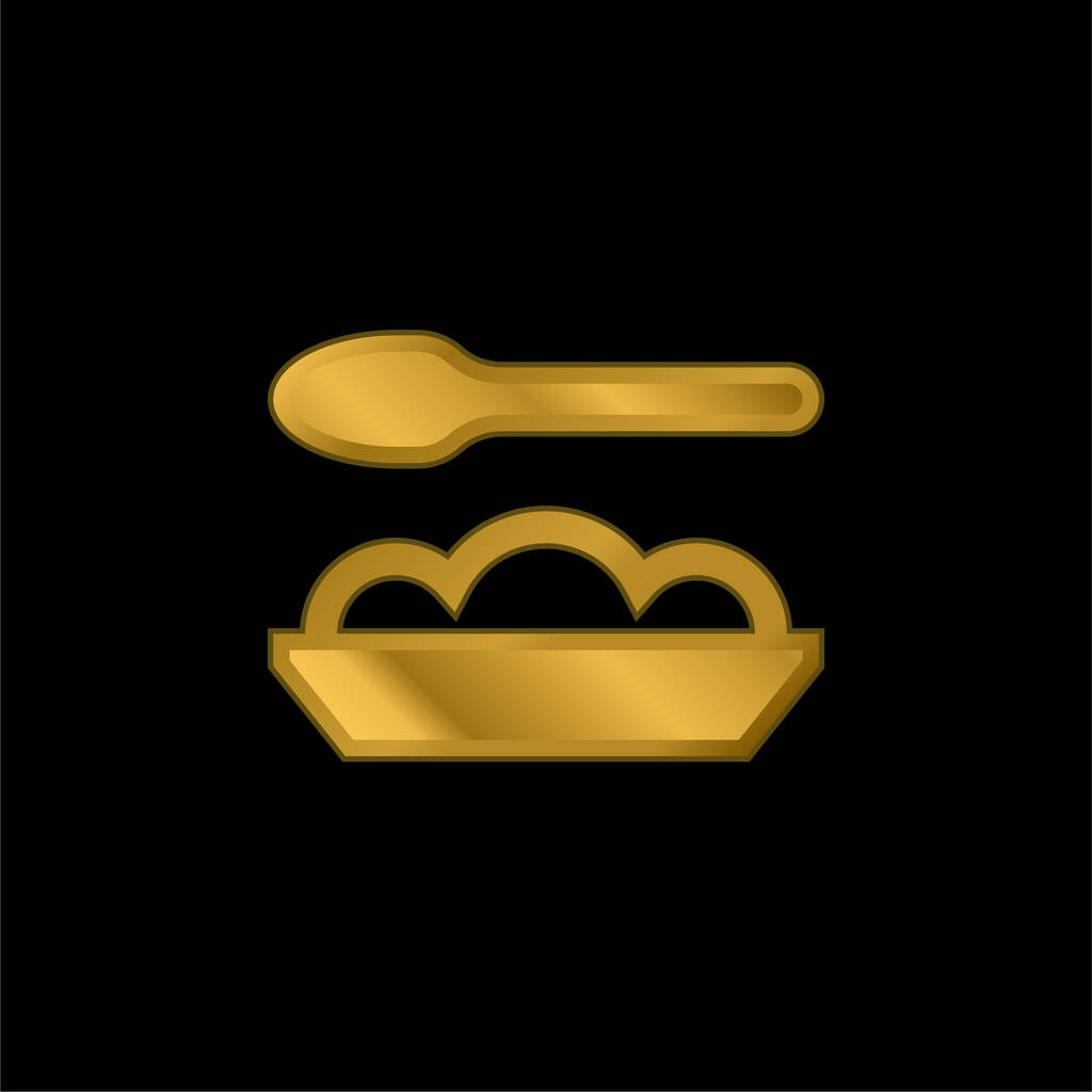 Alimentos para bebés chapado en oro icono metálico o logo vector - Vector, Imagen