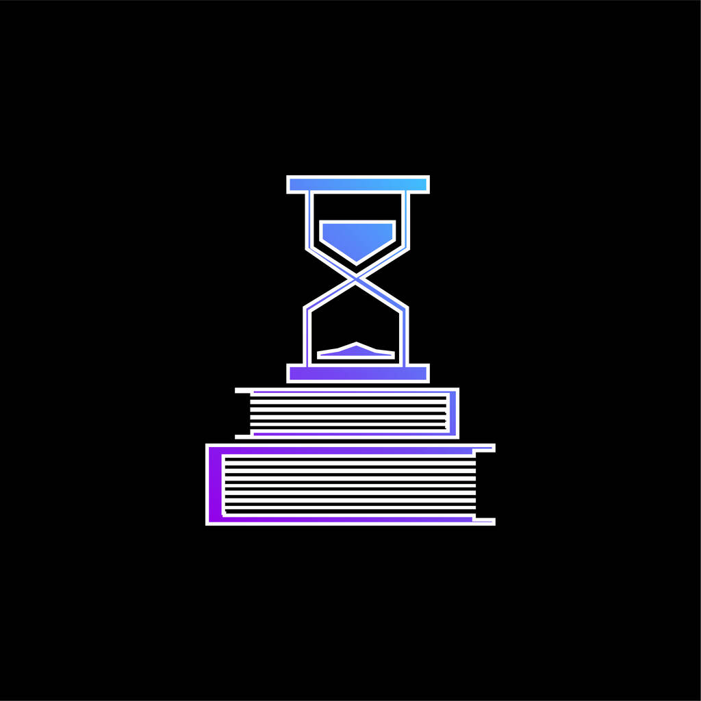 Livros e relógio de areia ícone vetor gradiente azul - Vetor, Imagem