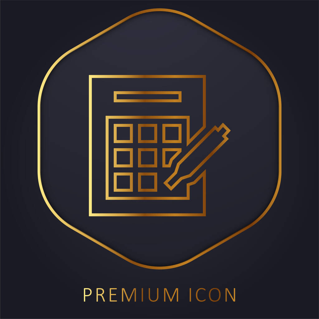 Bingo golden line premium logo or icon - Vector, Image