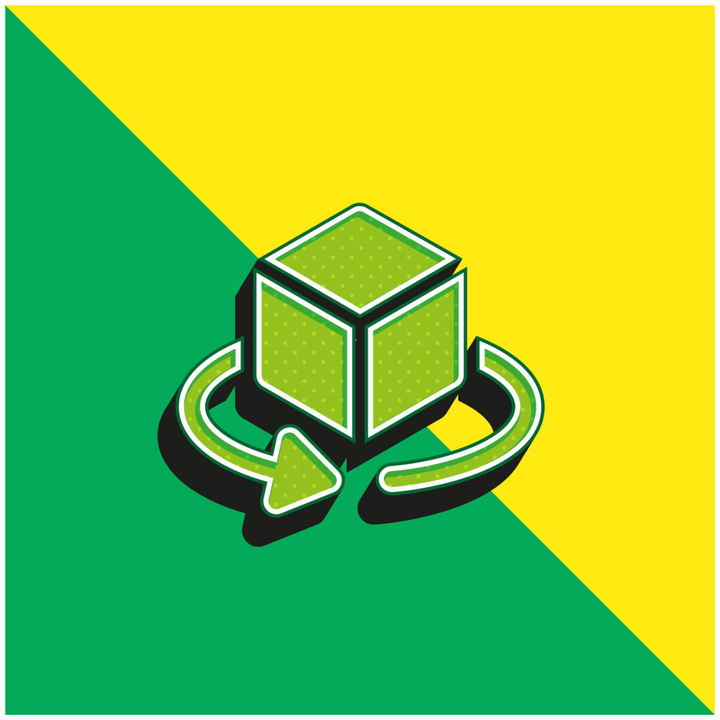 3D View Zöld és sárga modern 3D vektor ikon logó - Vektor, kép