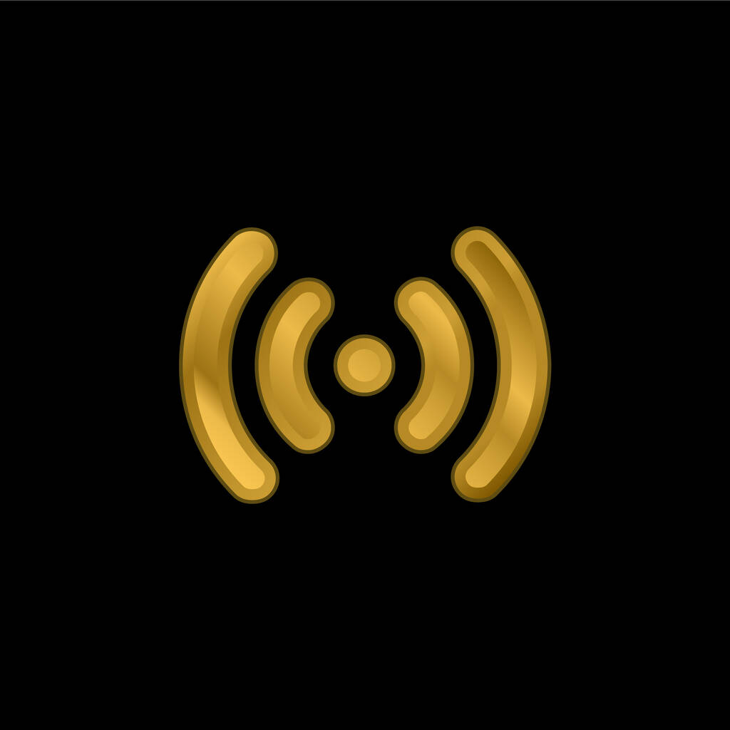 Antena Señal chapado en oro icono metálico o logo vector - Vector, imagen