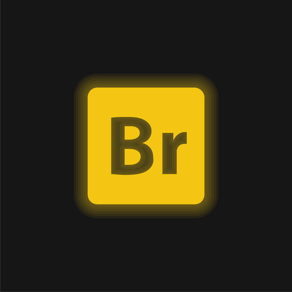 Adobe Bridge yellow glowing neon icon - Vector, Image