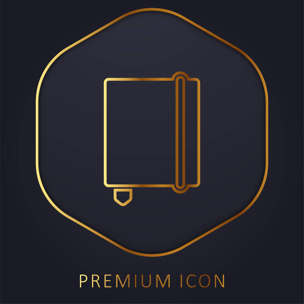 Agenda Con Marcador de línea dorada logotipo premium o icono - Vector, Imagen
