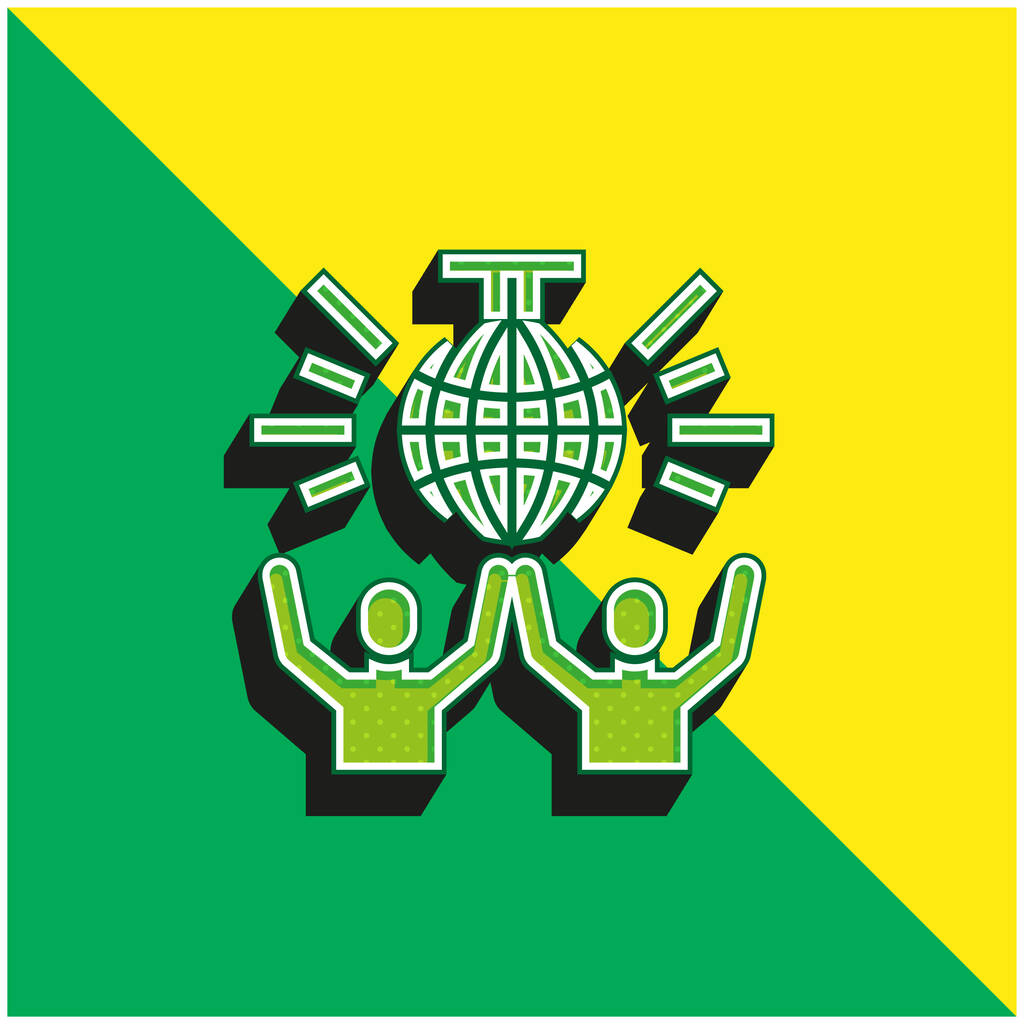 Cumpleaños y fiesta verde y amarillo moderno logotipo del icono del vector 3d - Vector, imagen