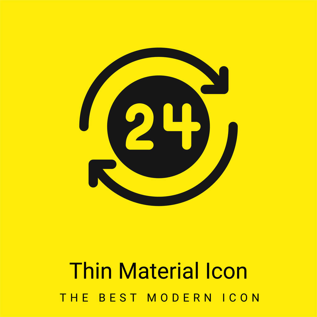 24 Horas mínimo icono de material amarillo brillante - Vector, Imagen