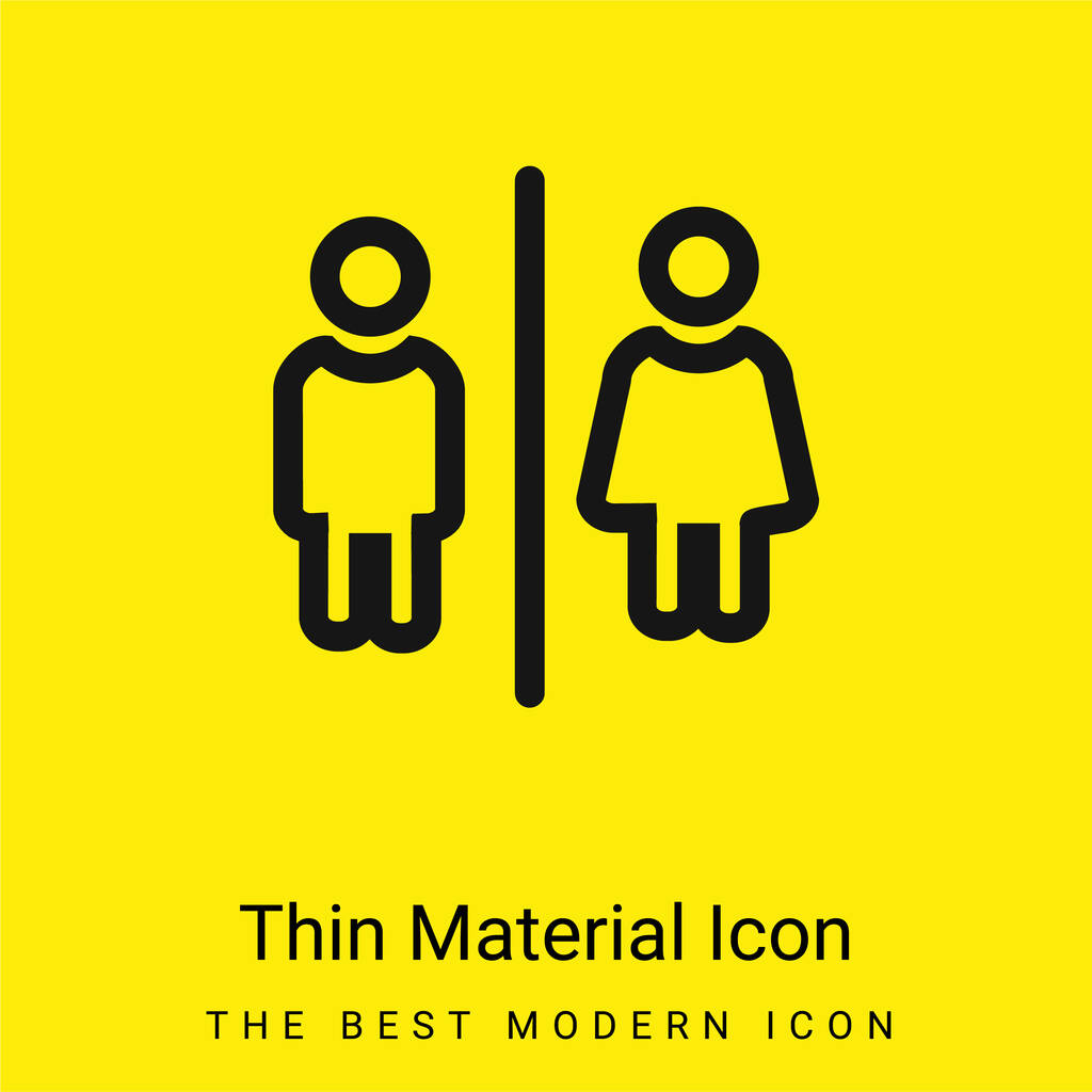 Badkamers voor mannen en vrouwen contouren Tekenen minimale helder geel materiaal icoon - Vector, afbeelding