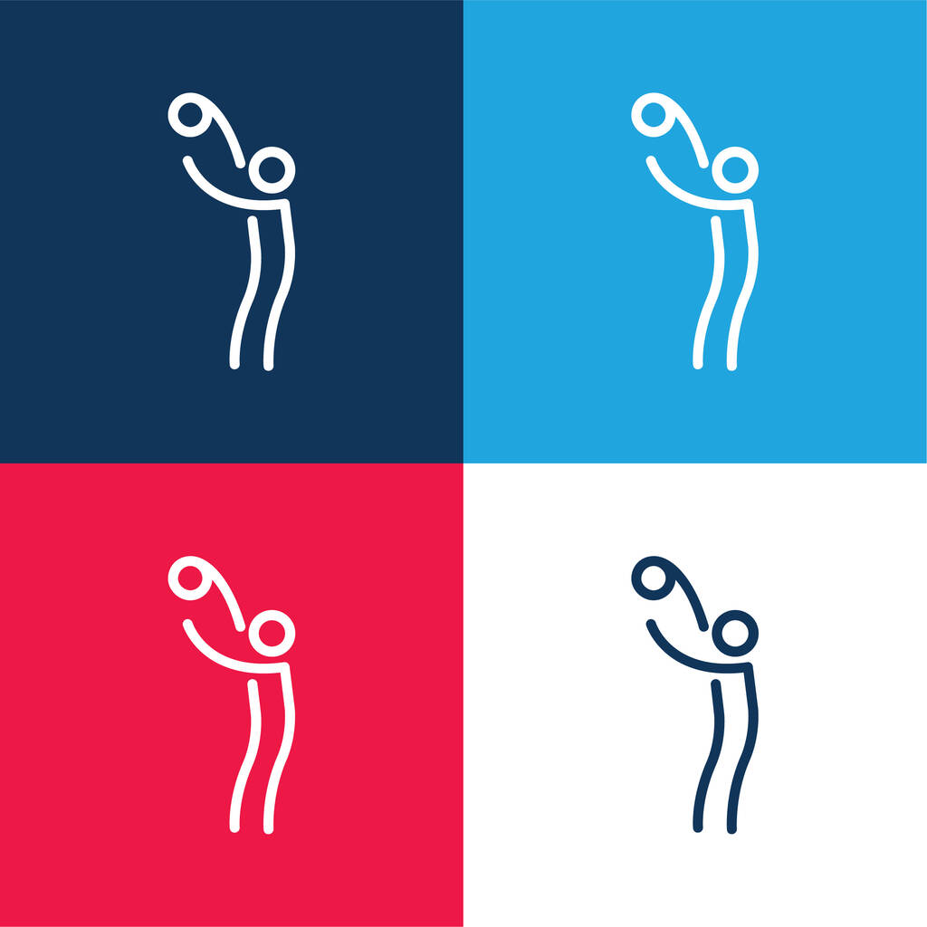 Ball On Stick Man Arms blue and red four color minimal icon set - Vector, Image