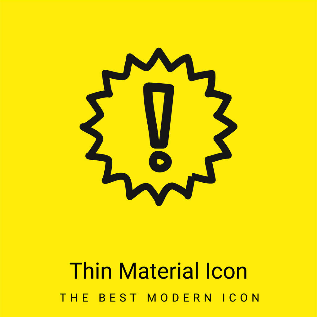 Alerta dibujado a mano Símbolo mínimo brillante icono de material amarillo - Vector, imagen