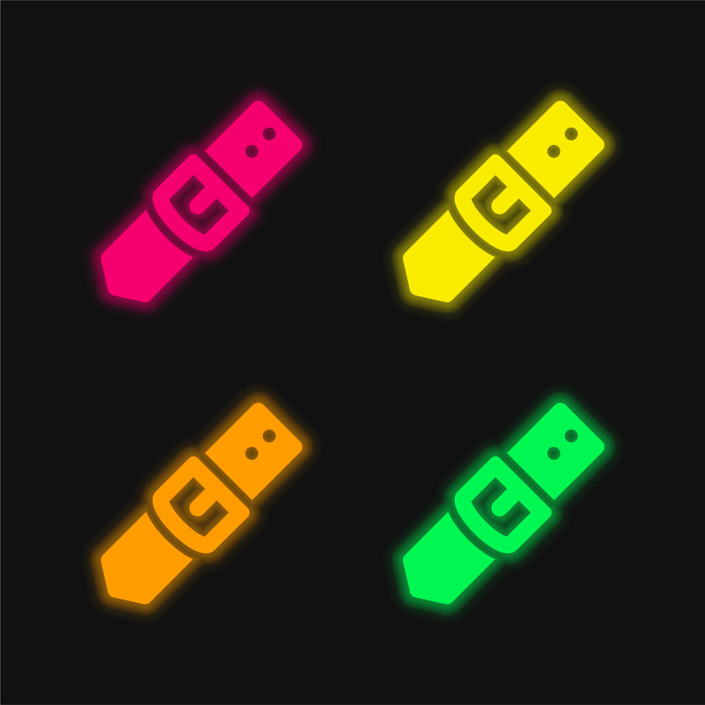 Öv és csat négy színű izzó neon vektor ikon - Vektor, kép