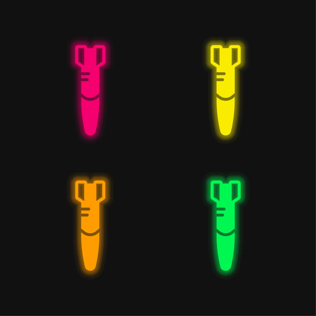 Bom vier kleuren gloeiende neon vector icoon - Vector, afbeelding