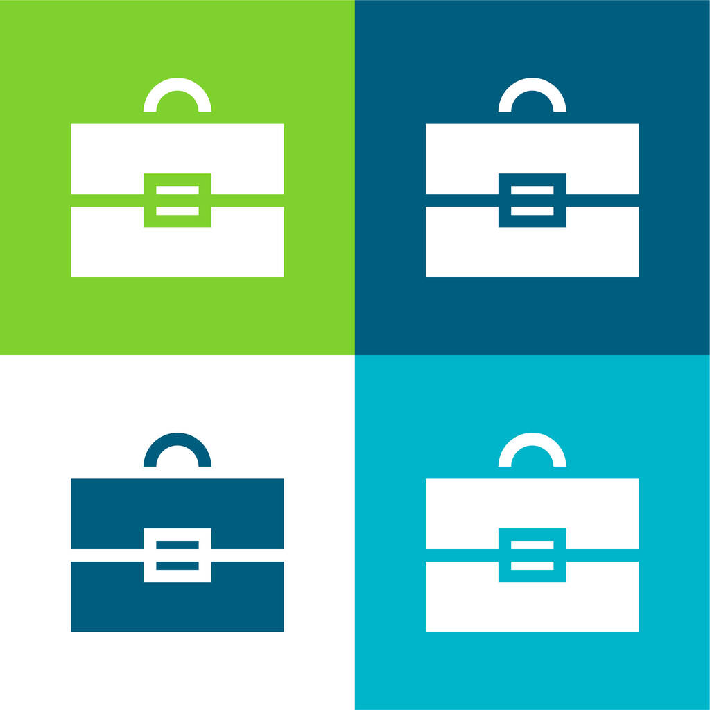 Briefcase Flat vier kleuren minimale pictogram set - Vector, afbeelding