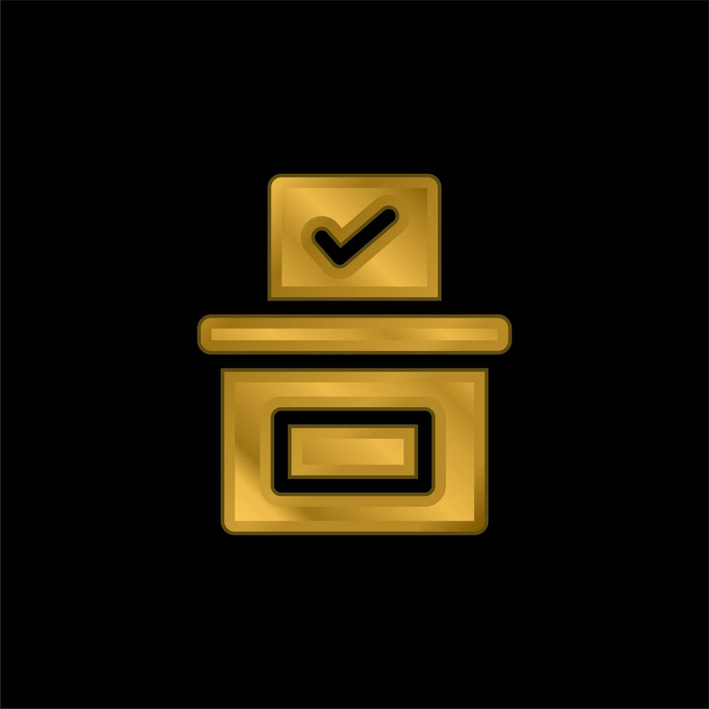 Коробка голосування Золота металева іконка або вектор логотипу
 - Вектор, зображення