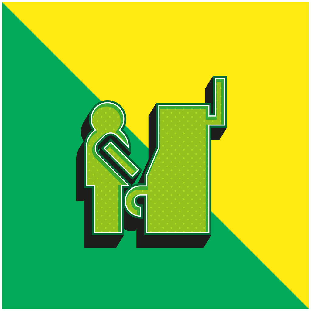 Банкомат Зеленый и желтый современный трехмерный векторный логотип - Вектор,изображение