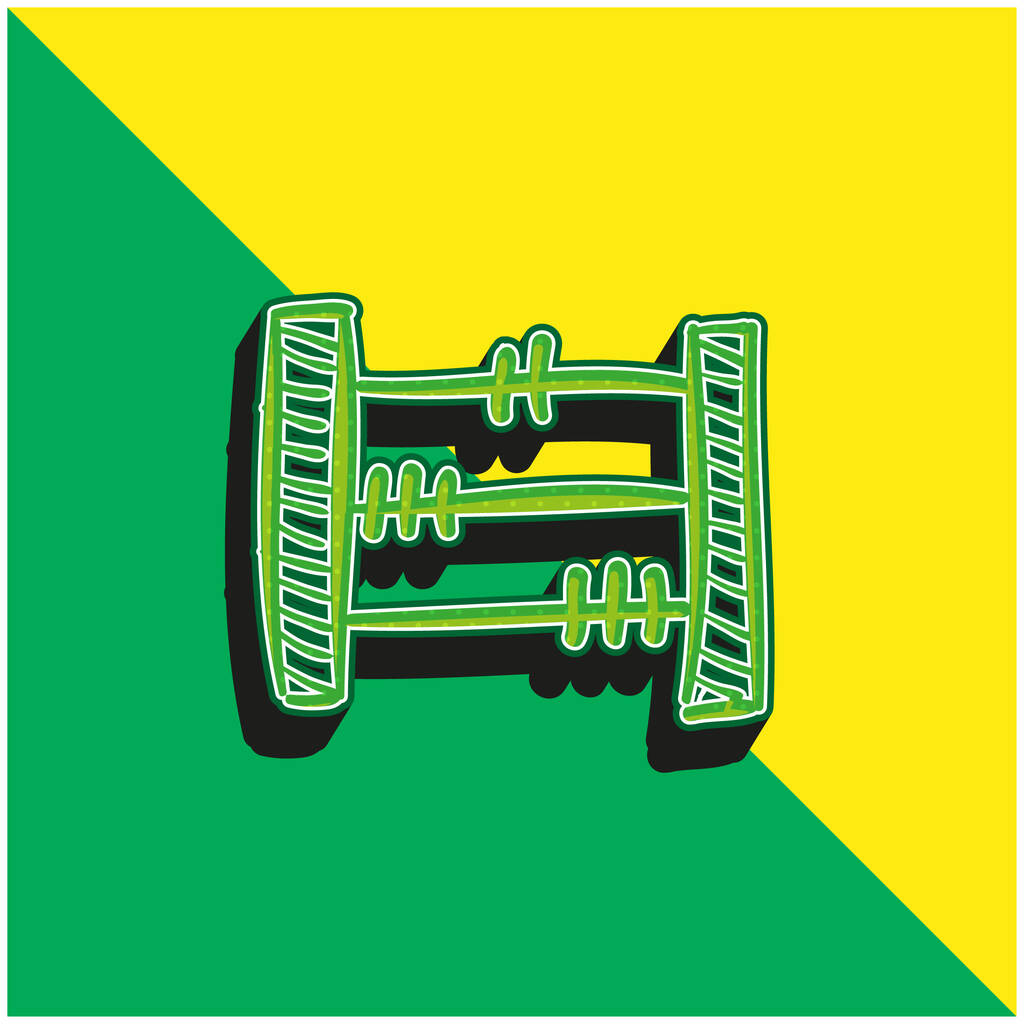 Abacus Hand getekend educatief speelgoed Groen en geel modern 3D vector pictogram logo - Vector, afbeelding