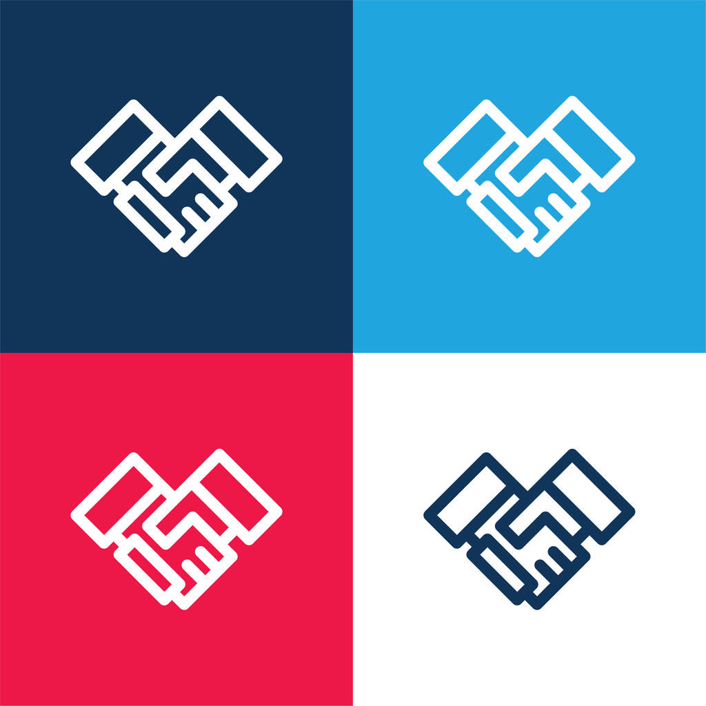 Agreement blue and red four color minimal icon set - Vector, Image